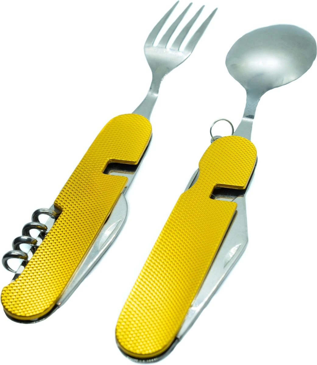 Camping Bestek Zakmes | Roestvrijstaal Survival Bestek | Mes, Vork, Lepel, Krukentrekker, Bieropener, Spork | Opvouwbaar Kampeer Bestek Multitool | Cadeau Voor Man & Vrouw 1 Camping Bestek Zakmes | Roestvrijstaal Survival Bestek | Mes, Vork, Lepel, Krukentrekker, Bieropener, Spork | Opvouwbaar Kampeer Bestek Multitool | Cadeau Voor Man & Vrouw