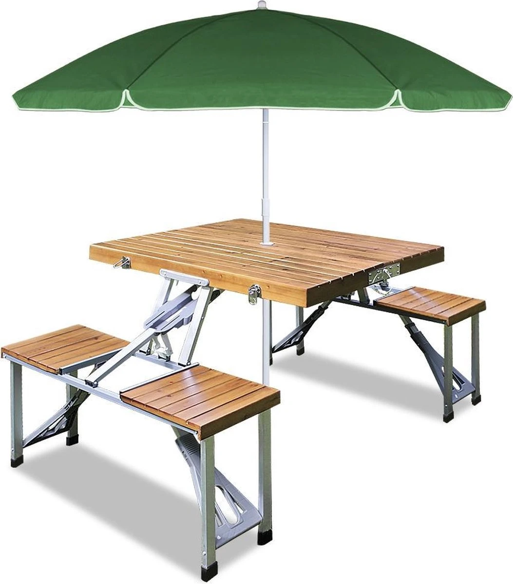 Merkloos Deuba Picknicktafel Campingtafel - Opvouwbaar Voor 4 Personen - Hout En Aluminium 5 Merkloos Deuba Picknicktafel Campingtafel - Opvouwbaar Voor 4 Personen - Hout En Aluminium - Afbeelding 5