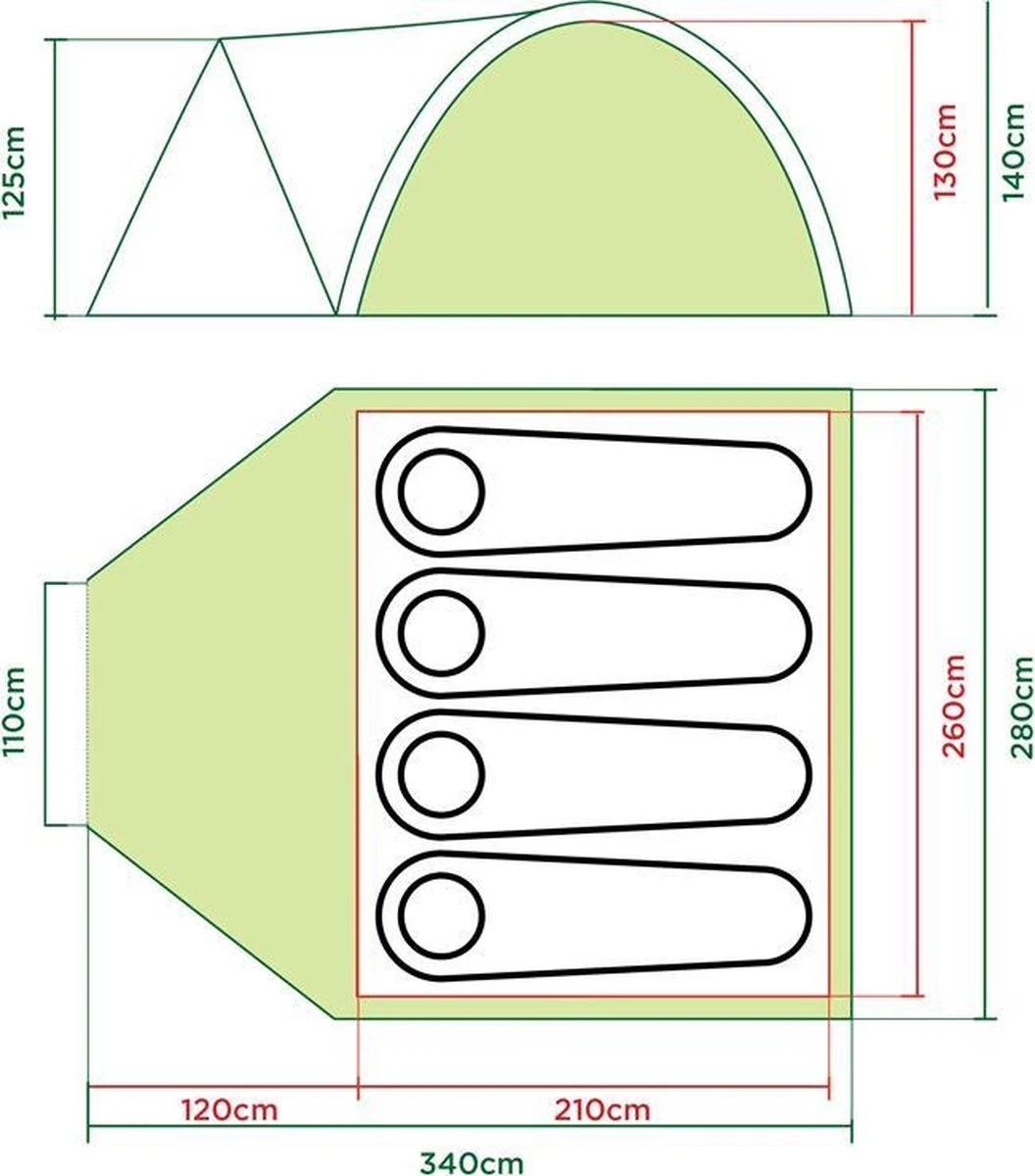 Coleman Darwin 4 Plus Koepeltent - 4-Persoons - Groen 9 Coleman Darwin 4 Plus Koepeltent - 4-Persoons - Groen - Afbeelding 9