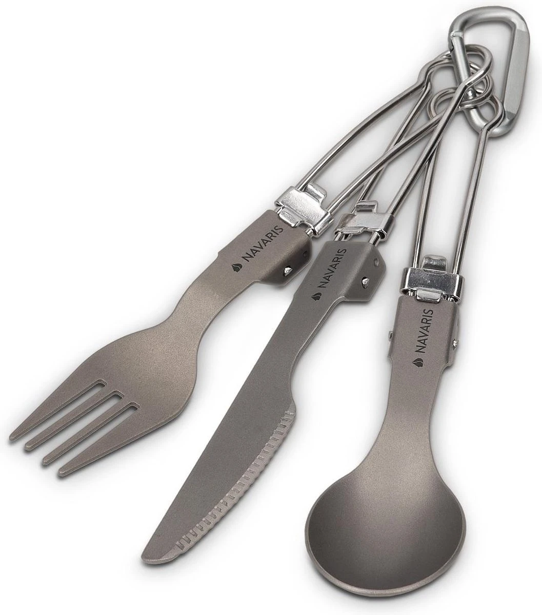 Navaris Campingbestek Van Titanium - Set Met Vork, Mes En Lepel - Inklapbaar - Bestekset Voor Onderweg - Inclusief Karabijnhaak En Bewaarzakje 8 Navaris Campingbestek Van Titanium - Set Met Vork, Mes En Lepel - Inklapbaar - Bestekset Voor Onderweg - Inclusief Karabijnhaak En Bewaarzakje - Afbeelding 8