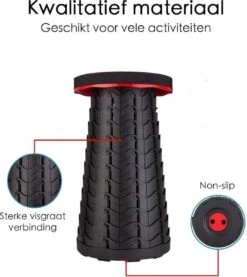 Kampeerkruk - Uitschuifbare Kruk - Rood/Zwart- Tot 120 Kg - Travel Stool - Opvouwbare Campingkruk - Inklapbaar Krukje - Telescopische Kruk - Camping - Outdoor 17 Kampeerkruk - Uitschuifbare Kruk - Rood/Zwart- Tot 120 Kg - Travel Stool - Opvouwbare Campingkruk - Inklapbaar Krukje - Telescopische Kruk - Camping - Outdoor -Buiten Kamperen 1069x1200