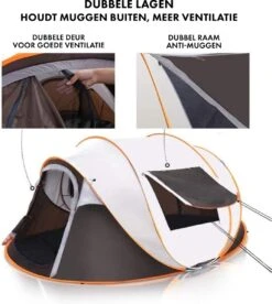 Fly Lab Luxe Pop Up Tent - Kampeer Tent - Grijs/Oranje - 4 Persoons 13 Fly Lab Luxe Pop Up Tent - Kampeer Tent - Grijs/Oranje - 4 Persoons -Buiten Kamperen 1072x1200