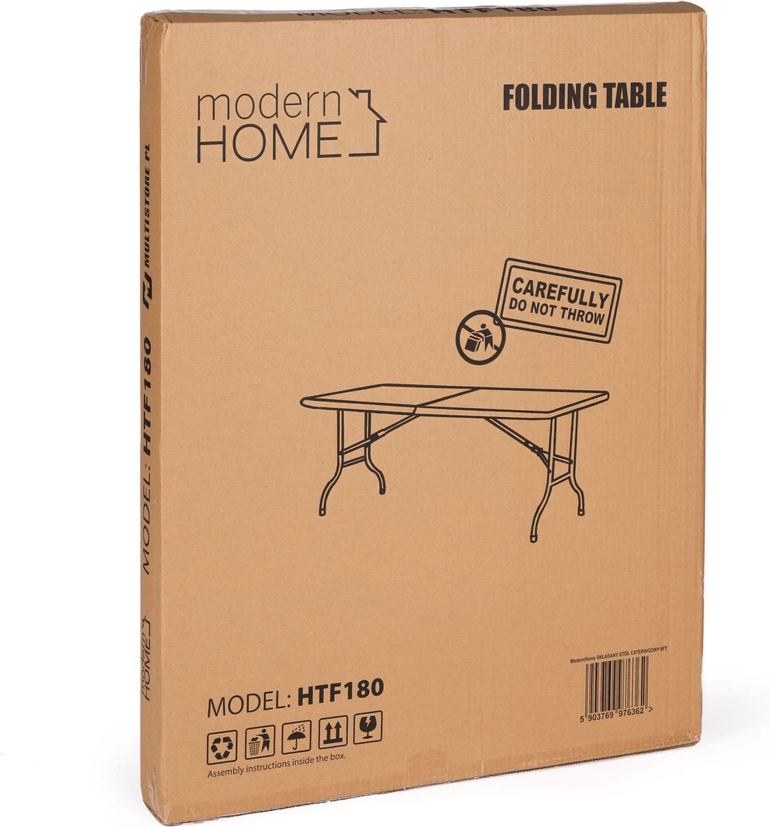 Inklapbare Tafel - Opklaptafel - 180x70x73,5 Cm - Wit 9 Inklapbare Tafel - Opklaptafel - 180x70x73,5 Cm - Wit - Afbeelding 9