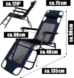 Ligstoel 180x60cm - Opvouwbaar Campingstoel Ligbed Strandstoel Tuinstoel Vouwligstoel Blauw -Buiten Kamperen 1135x1200