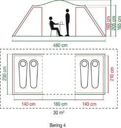 Coleman Bering 4 Vis-a-Vis Tent - Familietent - 4-Persoons - Groen -Buiten Kamperen 1136x1200 2