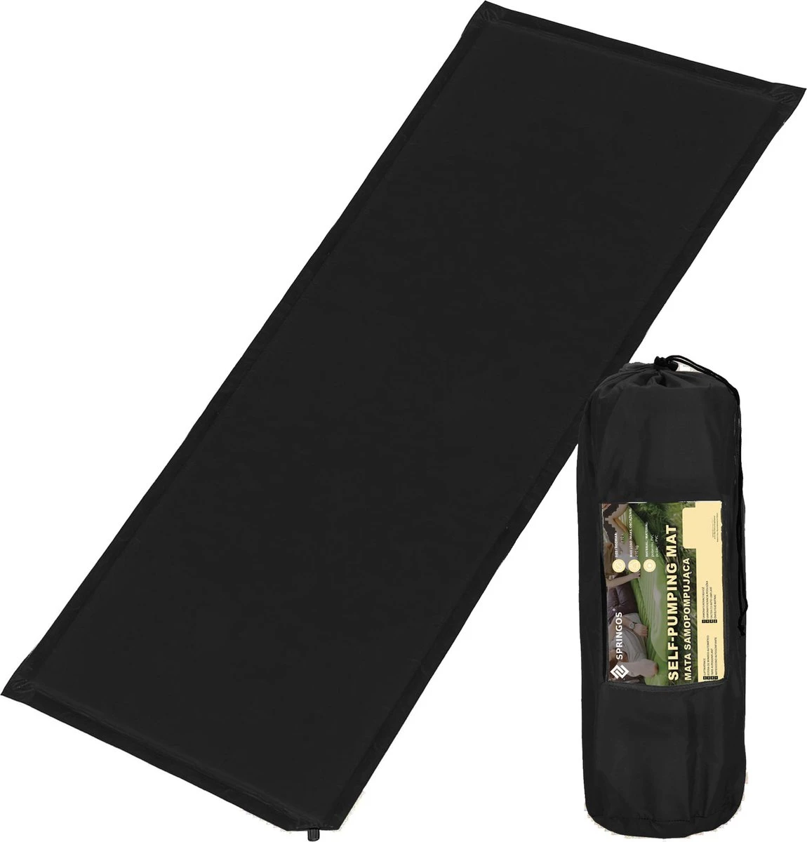 Springos Slaapmat | Zelfopblazend | 180 Cm | Inclusief Hoes | Zwart 2 Springos Slaapmat | Zelfopblazend | 180 Cm | Inclusief Hoes | Zwart - Afbeelding 2