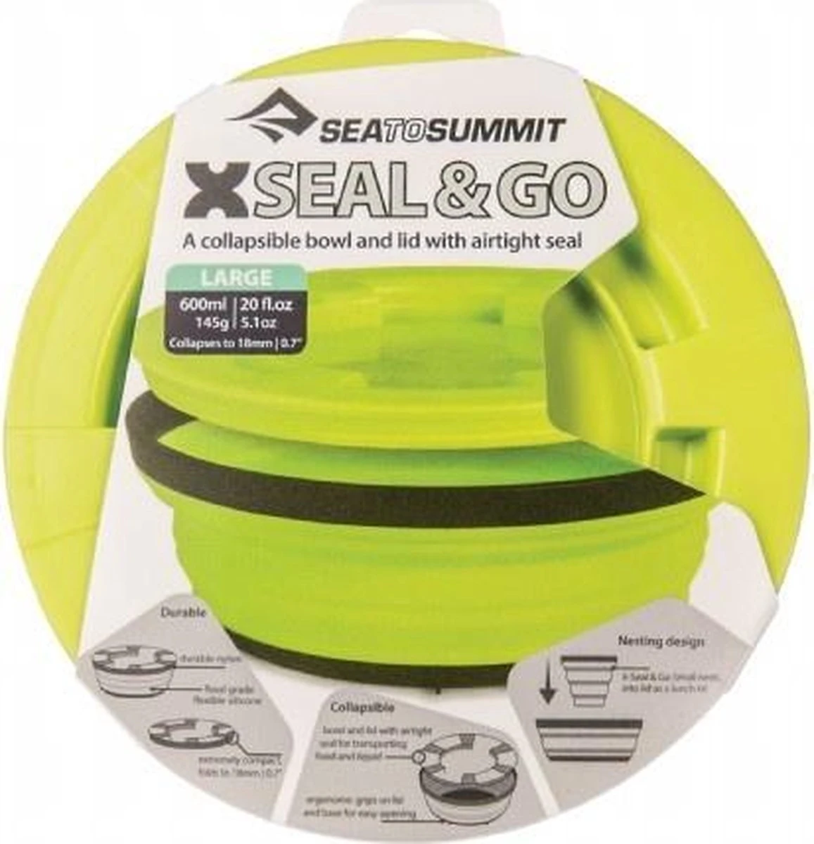 Sea To Summit X-Seal & Go Campingservies Inklapbaar - Schaal - Large - Lime 4 Sea To Summit X-Seal & Go Campingservies Inklapbaar - Schaal - Large - Lime - Afbeelding 4