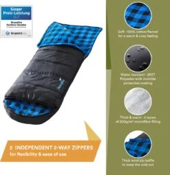 Skandika Dundee Flannel-L Slaapzak – Mummmieslaapzakken – Slaapzakken Volwassen - Maat M – Unisex - Katoen, Luxe Kwaliteit, Dubbele Slaapzak, 3 Seizoenen, Tot -20°C - 220 X 80 Cm - Outdoor Kampeerslaapzak – Ritssluiting Links - Zwart/blauw 10 Skandika Dundee Flannel-L Slaapzak – Mummmieslaapzakken – Slaapzakken Volwassen - Maat M – Unisex - Katoen, Luxe Kwaliteit, Dubbele Slaapzak, 3 Seizoenen, Tot -20°C - 220 X 80 Cm - Outdoor Kampeerslaapzak – Ritssluiting Links - Zwart/blauw -Buiten Kamperen 1168x1200 3