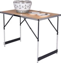 Kamyra® Campingtafel Inklapbaar - Kampeertafel, Partytafel - Opvouwbaar, Lichtgewicht & In Hoogte Verstelbaar - Aluminium/Hout -Buiten Kamperen 1169x1200