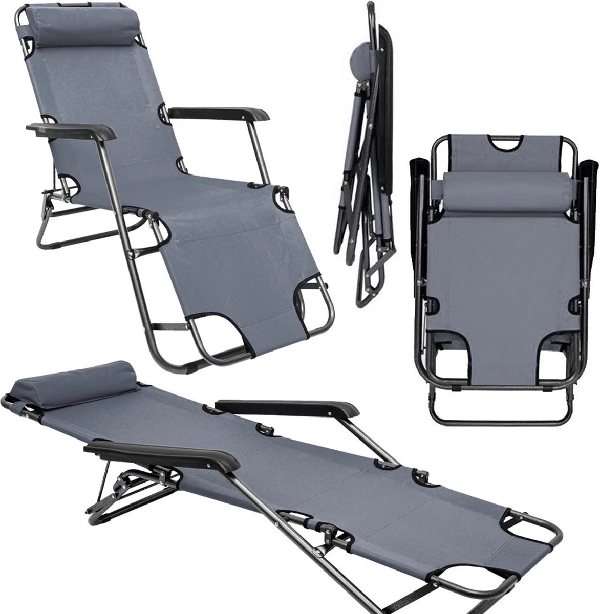 Ligstoel Opvouwbaar 155x60cm - Lichte Ligbed Relaxstoel Tuinstoel Campingstoel Strandstoel 1 Ligstoel Opvouwbaar 155x60cm - Lichte Ligbed Relaxstoel Tuinstoel Campingstoel Strandstoel