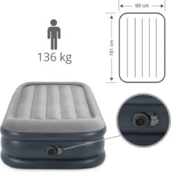 Intex Luchtbed - 1-Persoons - 99 X 191 X 42 Cm - Grijs - Met Pomp, Hoeslaken Zwart En Reparatieset -Buiten Kamperen 1189x1200 5