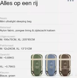 Naturehike® Slaapzak - Lichtgewicht - 190*75cm - Compact - Waterdicht - 3 Seizoenen Slaapzak Lente, Zomer & Herfst - Outdoor - Slaapzakken Volwassen & Kinderen -Buiten Kamperen 1190x1200 5