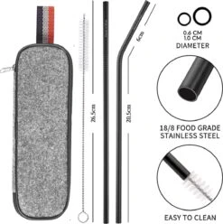 House Of Husk Reisbestek - Reis Bestekset - Chopsticks - Metalen Rietjes Met Borstel - Lepel - Vaatwasserbestendig - RVS - 7 Delig - Zwart -Buiten Kamperen 1193x1200 3