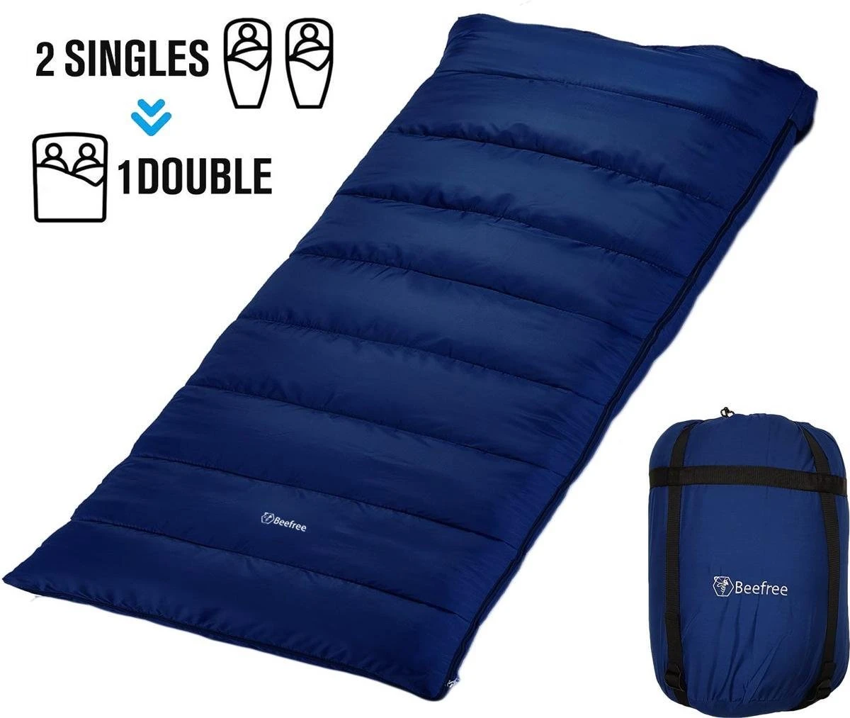 Beefree Slaapzak XL - Grote Katoenen 220 X 90cm - Aanritsbaar - Blauw 2 Beefree Slaapzak XL - Grote Katoenen 220 X 90cm - Aanritsbaar - Blauw - Afbeelding 2