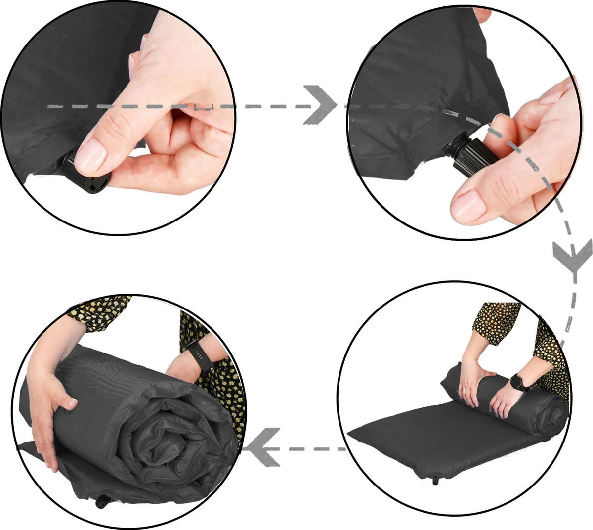 Springos Slaapmat | Zelfopblazend | 180 Cm | Inclusief Hoes | Zwart 18 Springos Slaapmat | Zelfopblazend | 180 Cm | Inclusief Hoes | Zwart - Afbeelding 18