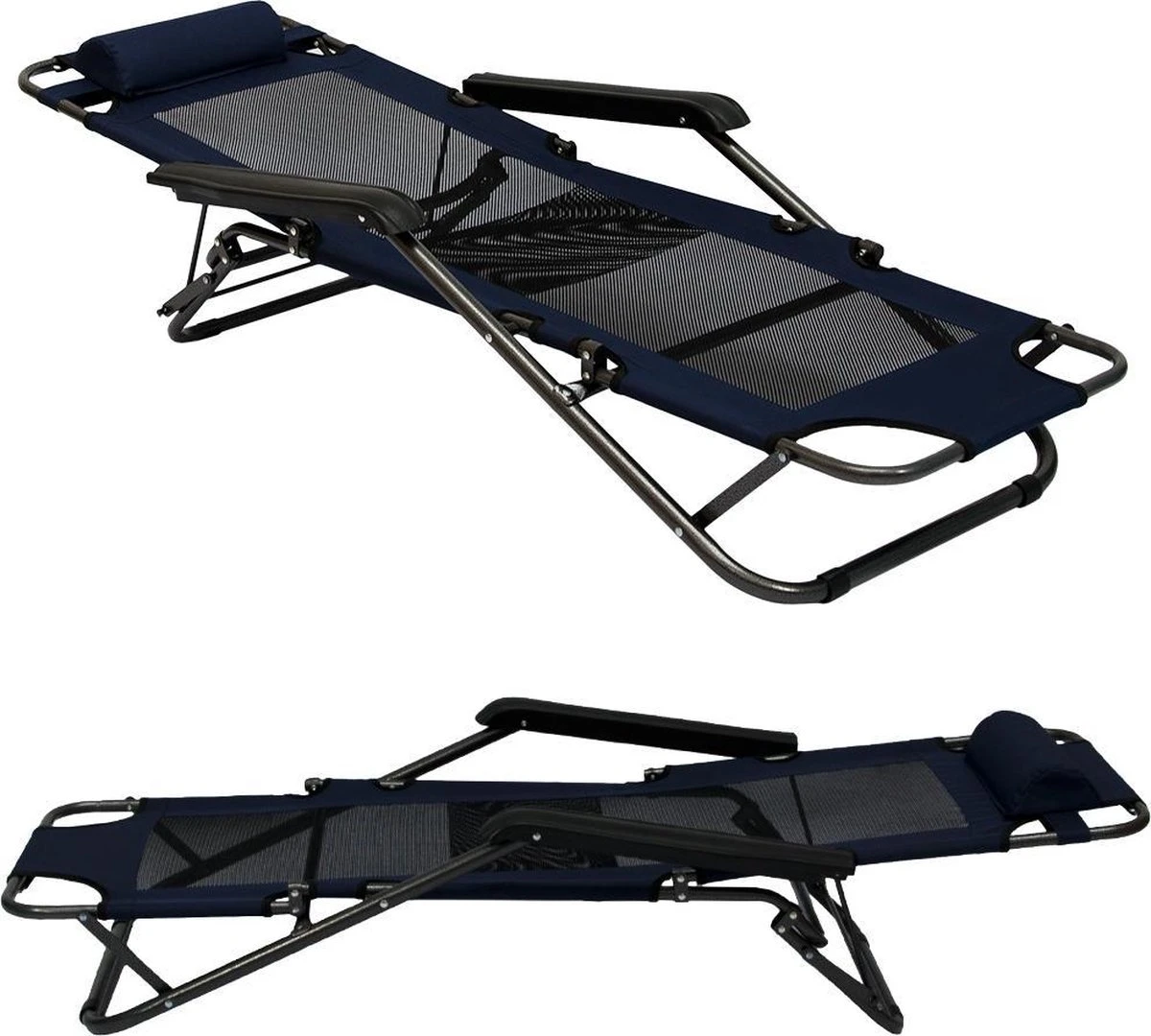 Ligstoel 155x60cm - Opvouwbaar Campingstoel Ligbed Strandstoel Tuinstoel Vouwligstoel Blauw 13 Ligstoel 155x60cm - Opvouwbaar Campingstoel Ligbed Strandstoel Tuinstoel Vouwligstoel Blauw - Afbeelding 13