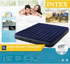 Intex Luchtbedset Intex Luchtbed - 2-Persoons - 183 X 203 X 25 Cm - Blauw + Intex Elektrische Pomp - 650 Liter/min + Hoeslaken Wit + Reparatieset -Buiten Kamperen 1200x1084 3