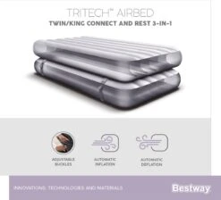 Bestway 3-in-1 Luchtbed - Connect - Zwart - 188x99cm - PVC/Polyester - Single, Double Single En Twin Opblaasbed - Tritech Materiaal - I-Beam Constructie -Buiten Kamperen 1200x1090 2