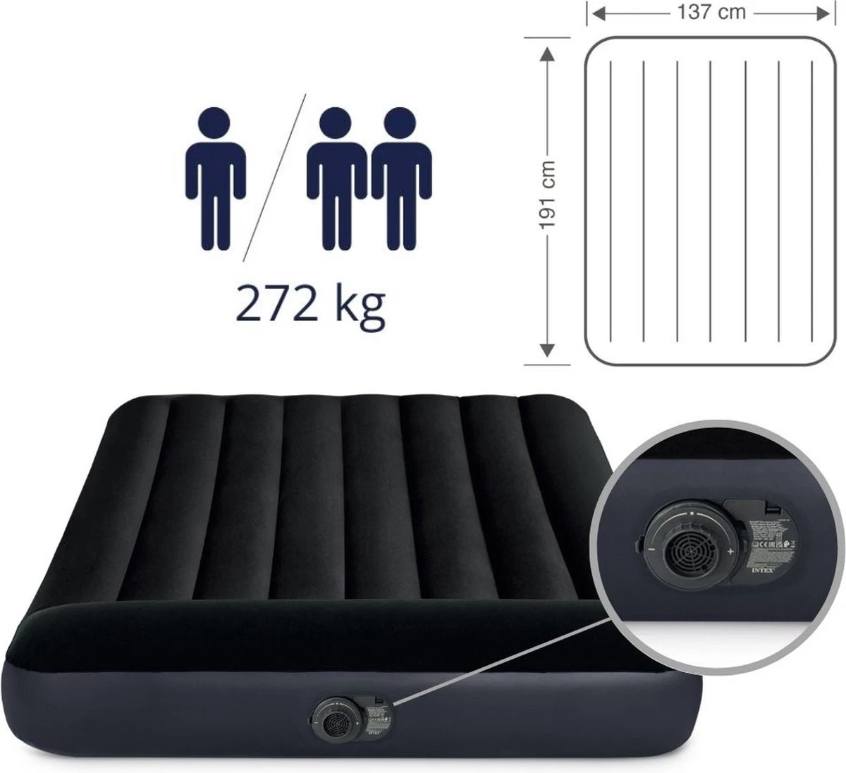 Intex Pillow Rest Classic Full Luchtbed - 2-persoons - 191x137x23 Cm 11 Intex Pillow Rest Classic Full Luchtbed - 2-persoons - 191x137x23 Cm - Afbeelding 11