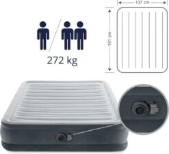 Intex Luchtbed - Twijfelaar - 137 X 191 X 33 Cm - Grijs - Met Ingebouwde Pomp, Hoeslaken Antraciet En Reparatieset 13 Intex Luchtbed - Twijfelaar - 137 X 191 X 33 Cm - Grijs - Met Ingebouwde Pomp, Hoeslaken Antraciet En Reparatieset -Buiten Kamperen 1200x1100 2