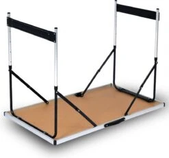 Kamyra® Campingtafel Inklapbaar - Kampeertafel, Partytafel - Opvouwbaar, Lichtgewicht & In Hoogte Verstelbaar - Aluminium/Hout -Buiten Kamperen 1200x1121