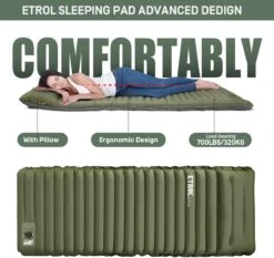 ETROL Camping Slaapmat-2-in-1 Zelfopblazende Kampeermat Met Kussen (78"x 28"), Lichtgewicht, Dik 4"compact Kussen, Geschikt Voor Zelfrijdende Reizen, Lekvrije, Waterdichte Tent -Buiten Kamperen 1200x1132 1