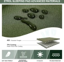 ETROL Camping Slaapmat-2-in-1 Zelfopblazende Kampeermat Met Kussen (78"x 28"), Lichtgewicht, Dik 4"compact Kussen, Geschikt Voor Zelfrijdende Reizen, Lekvrije, Waterdichte Tent -Buiten Kamperen 1200x1153 2