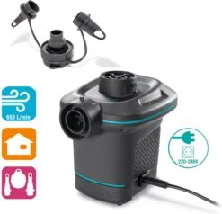 Intex Luchtbedset Intex Luchtbed - 1-Persoons - 76 X 191 X 25 Cm - Blauw + Intex Elektrische Pomp - 650 Liter/min + Hoeslaken Wit + Reparatieset -Buiten Kamperen 1200x1155 10