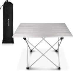 Navaris Campingtafel - Inklapbaar Campingtafeltje Van Aluminium - Opvouwbare Tafel Inclusief Draagtas - Picknicktafel - Zilver -Buiten Kamperen 1200x1164