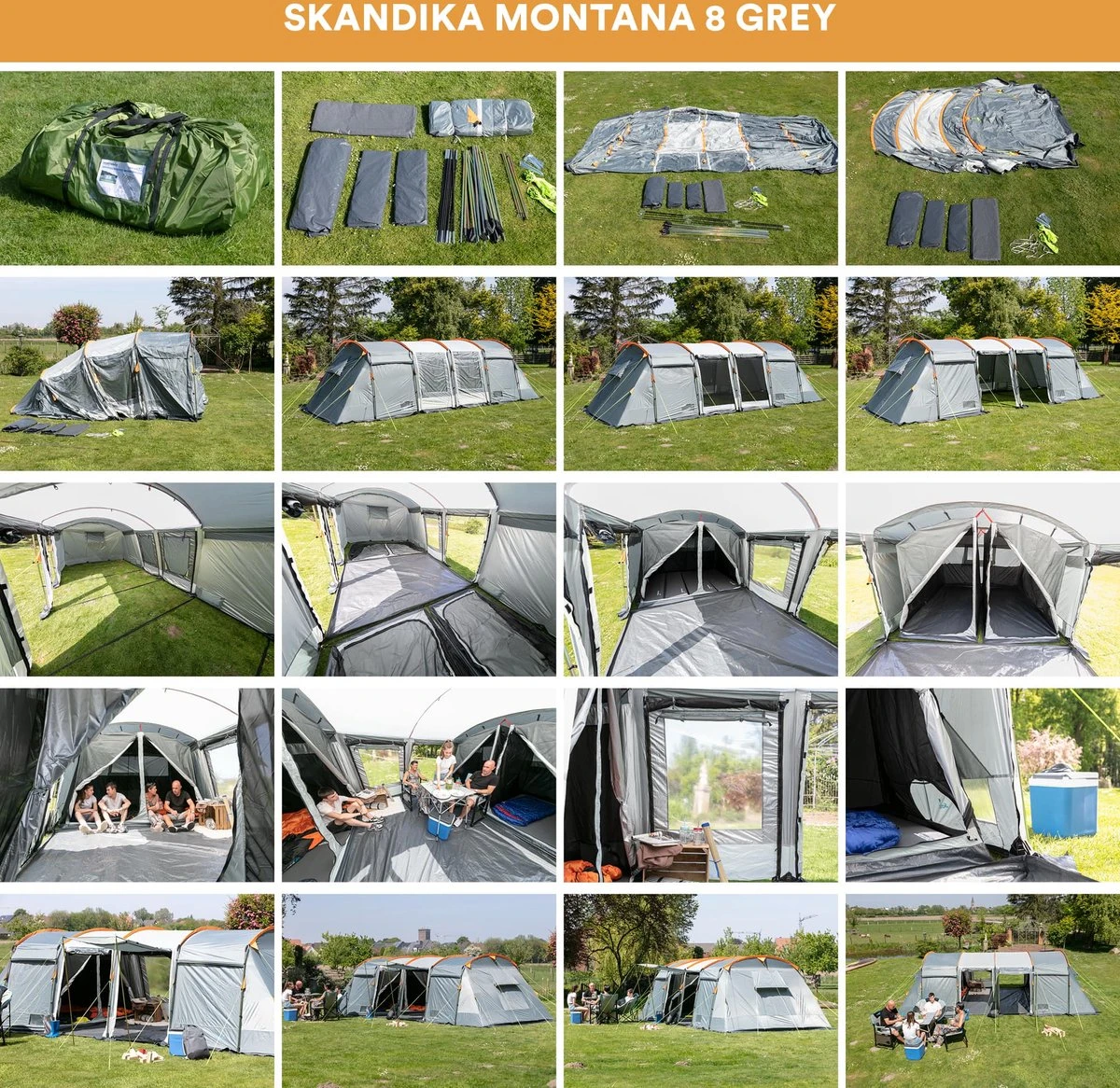Skandika Montana 8 Tent – Tunneltenten – 8 Persoons Tent – Campingtent – 200 Cm Stahoogte – 2-4 Slaapcabines - Muggengaas – Familietent – 4 Ingangen – 700 X 310 X 200 Cm (L X B X H) - 5000 Mm Waterkolom – Outdoor, Camping – Kamperen – Blauw 2 Skandika Montana 8 Tent – Tunneltenten – 8 Persoons Tent – Campingtent – 200 Cm Stahoogte – 2-4 Slaapcabines - Muggengaas – Familietent – 4 Ingangen – 700 X 310 X 200 Cm (L X B X H) - 5000 Mm Waterkolom – Outdoor, Camping – Kamperen – Blauw - Afbeelding 2