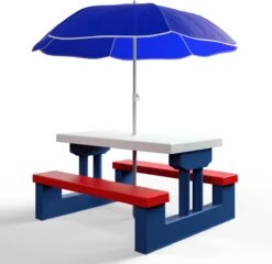 Merkloos Kinder Picknicktafel Met Parasol - Blauw 16 Merkloos Kinder Picknicktafel Met Parasol - Blauw -Buiten Kamperen 1200x1167