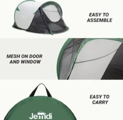 JEMIDI Tweepersoons Pop-up Tent - Opgooitent, Werptent Voor 2 Personen - Ideaal Als Festivaltent Of Kampeertent - Verschillende Kleuren -Buiten Kamperen 1200x1178 7