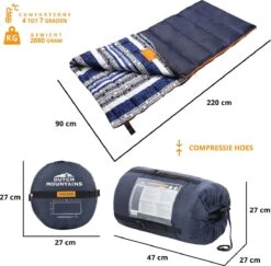 Dutch Mountains Slaapzak Goeree XL - Kussen 25x15cm - 220x90cm Katoenen Slaapzak - Tochtstrip -Buiten Kamperen 1200x1182 4