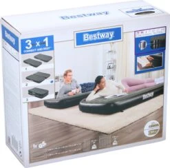 Bestway 3-in-1 Luchtbed - Connect - Zwart - 188x99cm - PVC/Polyester - Single, Double Single En Twin Opblaasbed - Tritech Materiaal - I-Beam Constructie -Buiten Kamperen 1200x1184 11