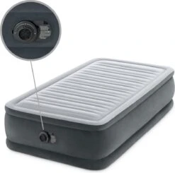 Intex Luchtbed - 1-Persoons - 99 X 191 X 46 Cm - Grijs - Met Ingebouwde Pomp, Hoeslaken Zwart En Reparatieset -Buiten Kamperen 1200x1190 12