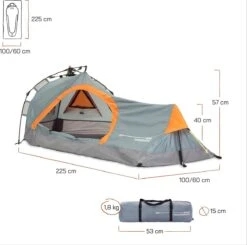 Where Tomorrow Solo Tent Pop Up 225X100X57 Cm - Grijs - 1 Persoons 11 Where Tomorrow Solo Tent Pop Up 225X100X57 Cm - Grijs - 1 Persoons -Buiten Kamperen 1200x1190 8