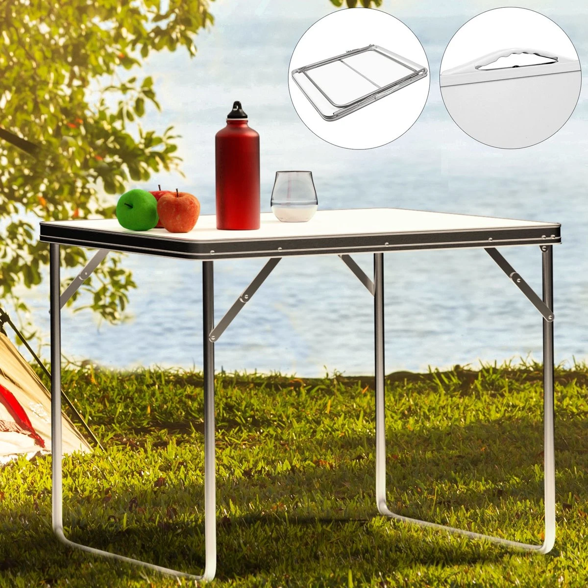 Merkloos Aluminium Inklapbare Tuintafel - Campingtafel - 80x60x68 Cm 7 Merkloos Aluminium Inklapbare Tuintafel - Campingtafel - 80x60x68 Cm - Afbeelding 7
