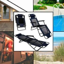 Ligstoel 180x60cm - Opvouwbaar Campingstoel Ligbed Strandstoel Tuinstoel Vouwligstoel Blauw -Buiten Kamperen 1200x1200 212