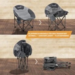Skandika Moonchair Sirkka – Campingstoelen – Klapstoel – Vouwstoel – Kampeerstoel - Grote, Comfortabele, Campingstoel Opvouwbaar, Gepolsterd, Koelvak, Drinkhouder, Draaggreep En Draagtas, Antislipvoetjes - Max. 150 Kg – Zwart/grijs -Buiten Kamperen 1200x1200 26