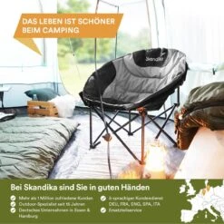 Skandika Moonchair Sirkka – Campingstoelen – Klapstoel – Vouwstoel – Kampeerstoel - Grote, Comfortabele, Campingstoel Opvouwbaar, Gepolsterd, Koelvak, Drinkhouder, Draaggreep En Draagtas, Antislipvoetjes - Max. 150 Kg – Zwart/grijs -Buiten Kamperen 1200x1200 28