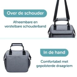 ForDig Lunchtas Grijs - Koeltas Gemaakt Van 600D Polyester Met PEVA-Voering - Ruimte Voor Lunchtrommel / Snacks / Blikjes - Koel Tas Met Mesh Opbergruimtes En Ruimte Voor Bestek - Lunch Tas Cool Bag - Coolerbag - Kleine Cooler -Buiten Kamperen 1200x1200 339