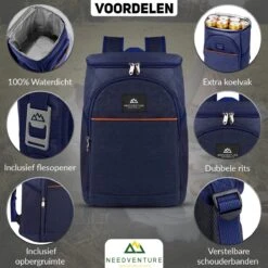 Needventure Koeltas - Lunchtas - Koelrugtas - Picknicktas - 20 Liter - Flessenhouder - Bieropener - Blauw 14 Needventure Koeltas - Lunchtas - Koelrugtas - Picknicktas - 20 Liter - Flessenhouder - Bieropener - Blauw -Buiten Kamperen 1200x1200 386