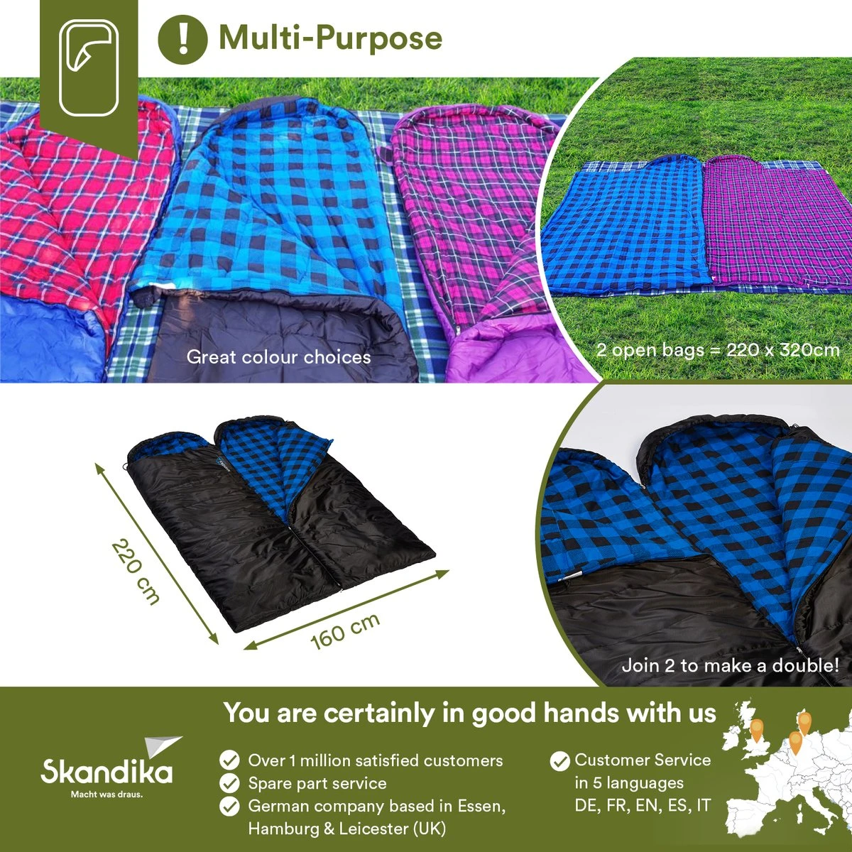 Skandika Dundee Flannel-L Slaapzak – Mummmieslaapzakken – Slaapzakken Volwassen - Maat M – Unisex - Katoen, Luxe Kwaliteit, Dubbele Slaapzak, 3 Seizoenen, Tot -20°C - 220 X 80 Cm - Outdoor Kampeerslaapzak – Ritssluiting Links - Zwart/blauw 6 Skandika Dundee Flannel-L Slaapzak – Mummmieslaapzakken – Slaapzakken Volwassen - Maat M – Unisex - Katoen, Luxe Kwaliteit, Dubbele Slaapzak, 3 Seizoenen, Tot -20°C - 220 X 80 Cm - Outdoor Kampeerslaapzak – Ritssluiting Links - Zwart/blauw - Afbeelding 6