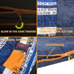 Dutch Mountains Slaapzak Goeree XL - Kussen 25x15cm - 220x90cm Katoenen Slaapzak - Tochtstrip -Buiten Kamperen 1200x1200 523