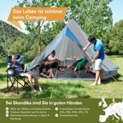 Skandika Tipii II Tent – Tipi-tenten – Teepee – 8 Persoons Campingtent – Muggengaas – 250 Cm Stahoogte – Uitneembare Tentvloer – 3000 Mm Waterkolom – Indische Tent, Partytent, Festivaltent – Outdoor, Camping, Tuin – Kamperen – Grijs/turquoise -Buiten Kamperen 1200x1200 601