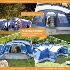 Skandika Nimbus Sleeper 12 Tent – Koepeltenten – 12 Persoons Familietent - Campingtent – Muggengaas – Sleeper Technology (3 Extra Donkere Slaapcabines) – 760 X 630 X 215 Cm (LxBxH) – 5000 Mm Waterkolom – Camping, Tuin – Kamperen – Blauw/wit 16 Skandika Nimbus Sleeper 12 Tent – Koepeltenten – 12 Persoons Familietent - Campingtent – Muggengaas – Sleeper Technology (3 Extra Donkere Slaapcabines) – 760 X 630 X 215 Cm (LxBxH) – 5000 Mm Waterkolom – Camping, Tuin – Kamperen – Blauw/wit -Buiten Kamperen 1200x1200 610
