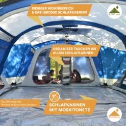 Skandika Nimbus Sleeper 12 Tent – Koepeltenten – 12 Persoons Familietent - Campingtent – Muggengaas – Sleeper Technology (3 Extra Donkere Slaapcabines) – 760 X 630 X 215 Cm (LxBxH) – 5000 Mm Waterkolom – Camping, Tuin – Kamperen – Blauw/wit 17 Skandika Nimbus Sleeper 12 Tent – Koepeltenten – 12 Persoons Familietent - Campingtent – Muggengaas – Sleeper Technology (3 Extra Donkere Slaapcabines) – 760 X 630 X 215 Cm (LxBxH) – 5000 Mm Waterkolom – Camping, Tuin – Kamperen – Blauw/wit -Buiten Kamperen 1200x1200 611