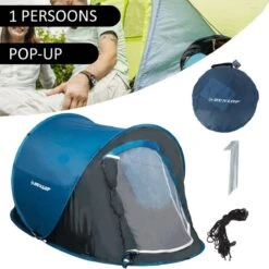 Dunlop Pop Up Tent 220 X 120 X 90 Cm - Grijs/ Blauw - 1 Persoons 14 Dunlop Pop Up Tent 220 X 120 X 90 Cm - Grijs/ Blauw - 1 Persoons -Buiten Kamperen 1200x1200 616