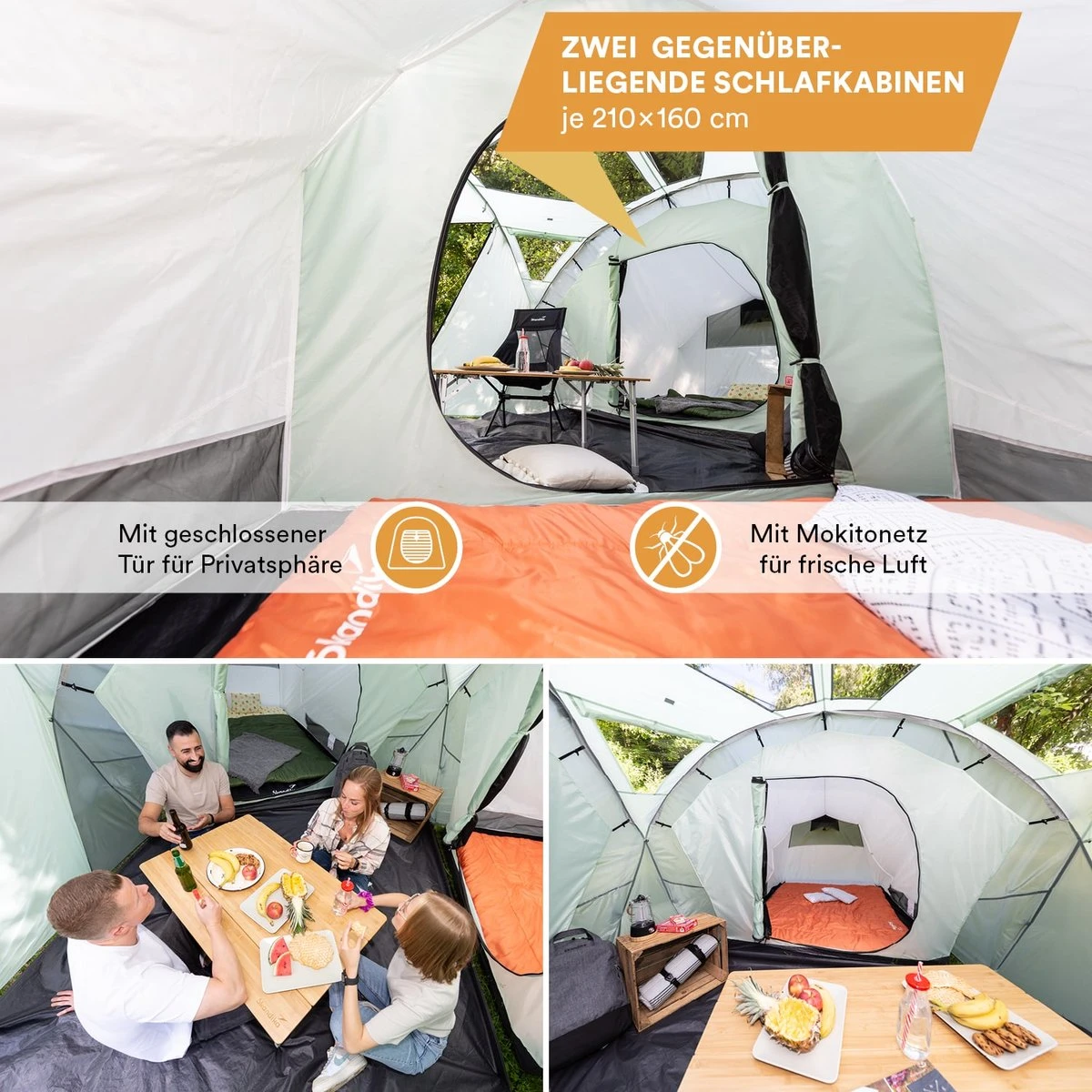 Skandika Bern 4 Koepeltent - Koepeltent - Tenten - 4 Persoons Kampeertent Met Panoramisch Dakraam, 2 Slaapcabines, Grondzeil, 210 Cm Stahoogte, Waterdicht, 4000 Mm Waterkolom - Grote Outdoor Familie Tent, Kampeertent - Grijs 2 Skandika Bern 4 Koepeltent - Koepeltent - Tenten - 4 Persoons Kampeertent Met Panoramisch Dakraam, 2 Slaapcabines, Grondzeil, 210 Cm Stahoogte, Waterdicht, 4000 Mm Waterkolom - Grote Outdoor Familie Tent, Kampeertent - Grijs - Afbeelding 2