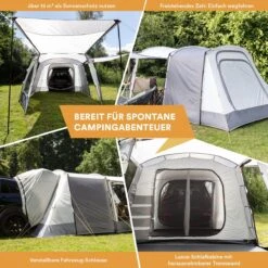 Skandika Pitea XL UP Tent – Koepeltenten - Autotent – 4 Persoons Campingtent Voor SUV, Caddy, Auto, CUV – Vrijstaand – Met/zonder Slaapcabine – Max. Stahoogte 200 Cm – Waterdicht Met 3000mm Waterkolom - 515 X 300 X 200 Cm (LxBxH) – Kamperen - Grijs -Buiten Kamperen 1200x1200 704